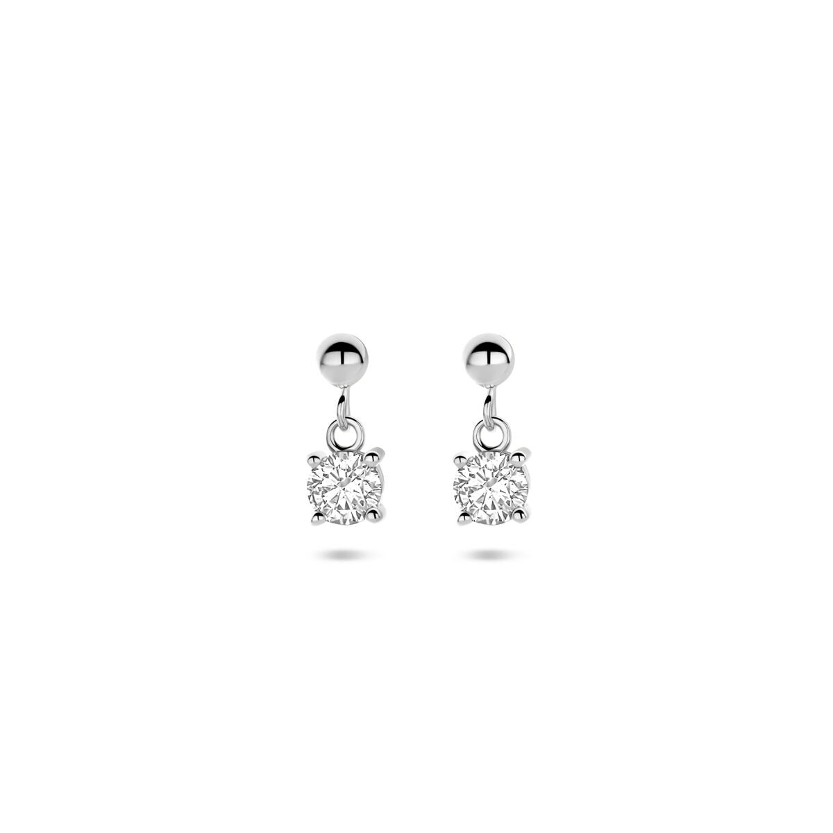 Pendientes de zirconia en plata rodiada de 11 mm con diseño de gota.