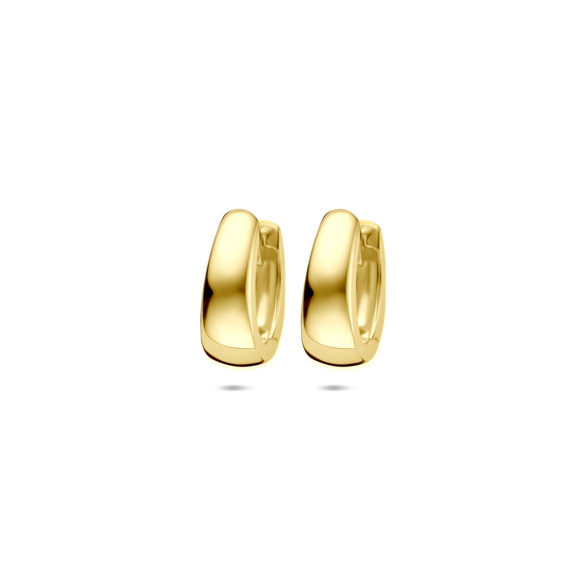 Pendientes de aro en color dorado de 9k, compactos y con un diseño clásico.