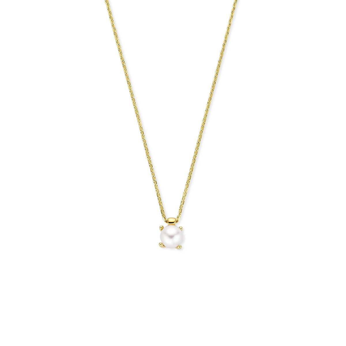 Collar de perla con cadena de oro amarillo de 14k para dama.
