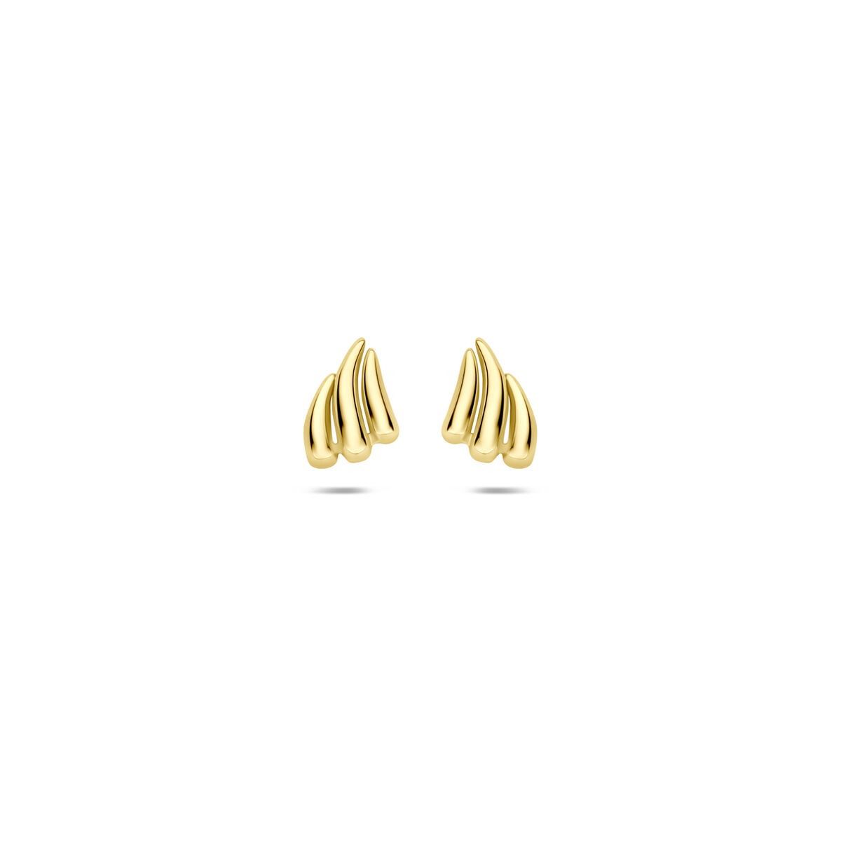 Pendientes de oro amarillo de 9 quilates, con forma ondulada y dimensiones de 6,5 x 5 mm.
