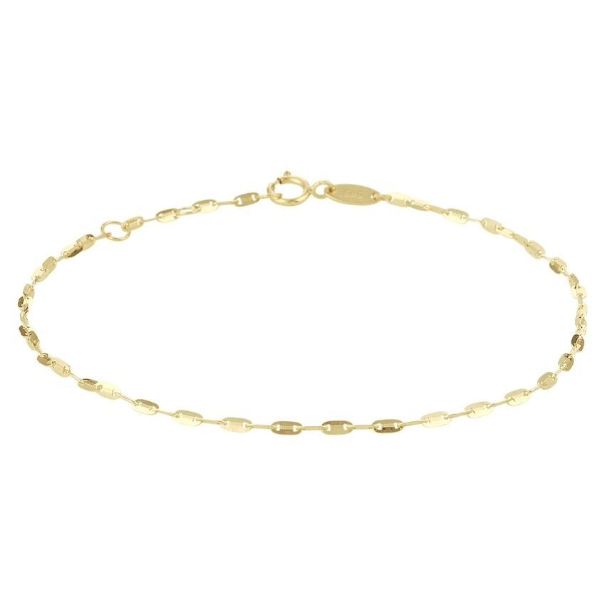 Anillo de tobillo de 14k en oro amarillo con eslabones ovalados y cierre de langosta.