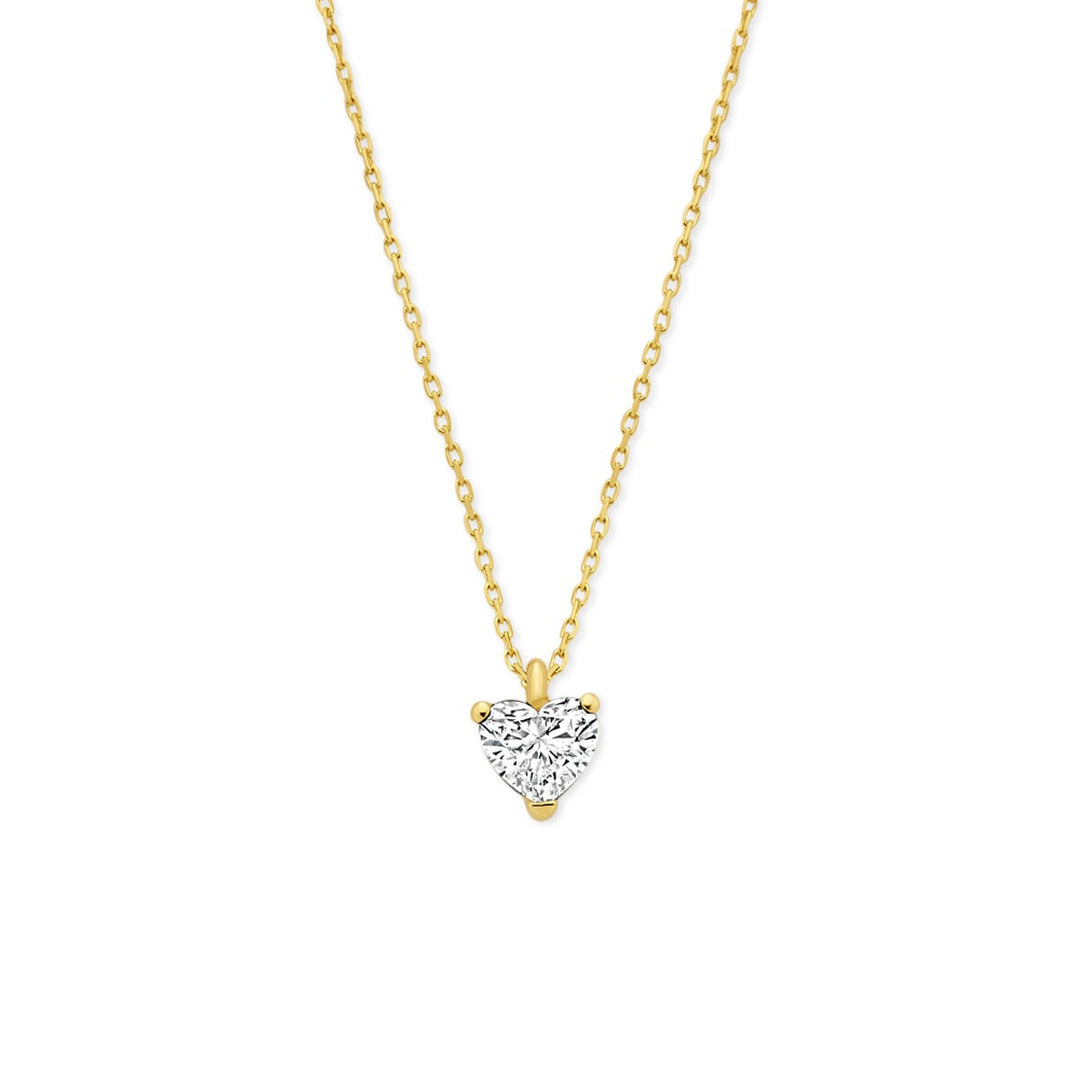 14k Geelgouden ketting met hartvormige lab grown diamant 0.50ct