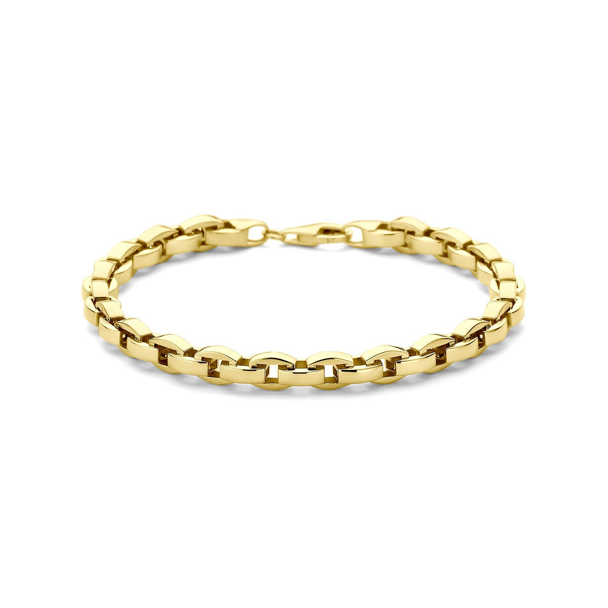 Pulsera de dama de oro de 14k con eslabones venecianos de 5,3 mm y 19 cm de longitud.