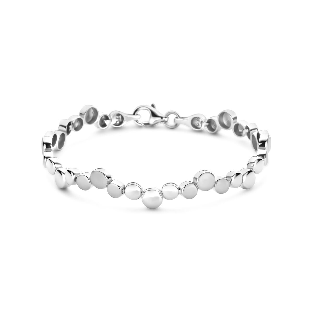 Pulsera de plata con eslabones y cierre de langosta, de 19 cm y 7,5 mm de diámetro.