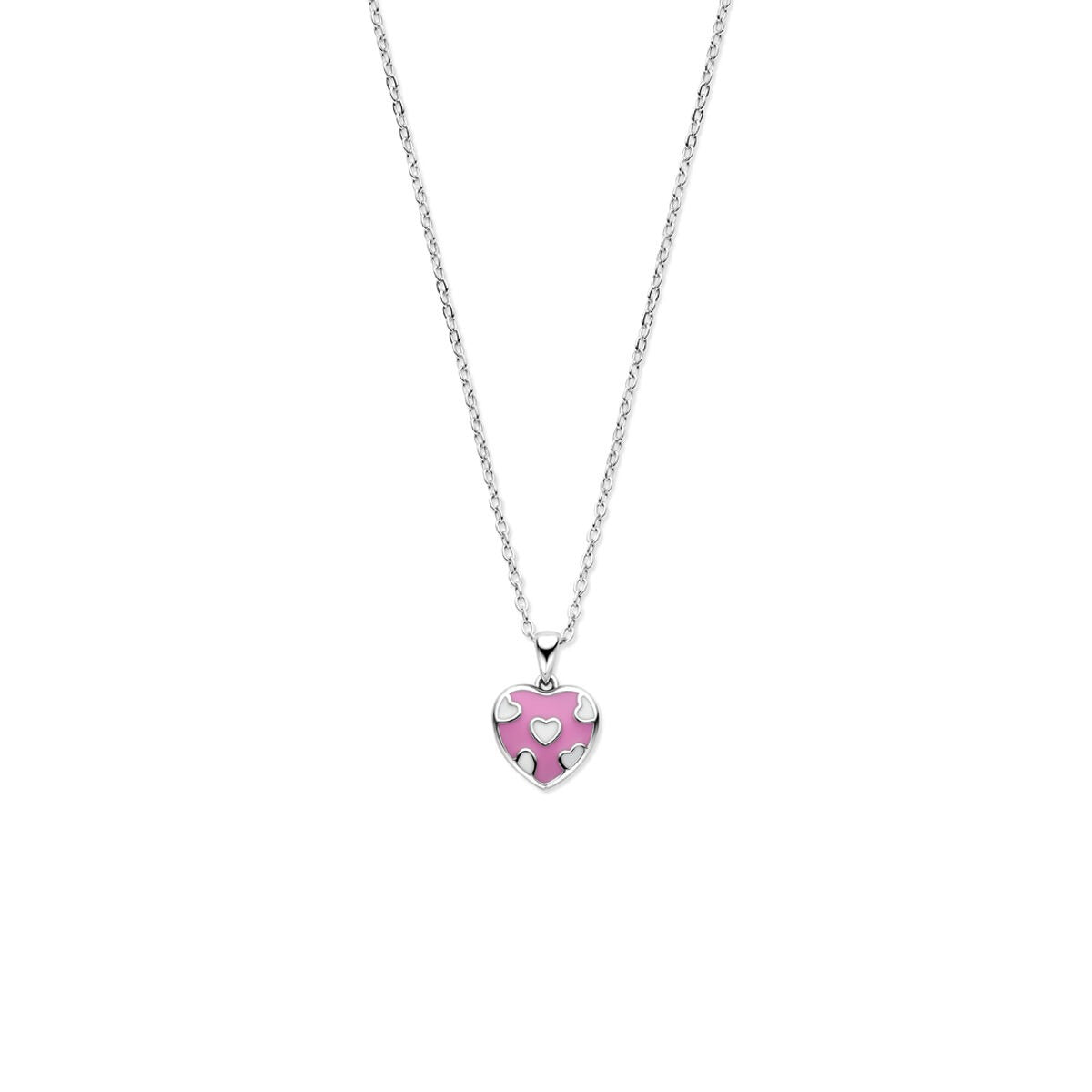 Collar de plata con corazón – collar infantil chapado en rodio 36 + 3 cm