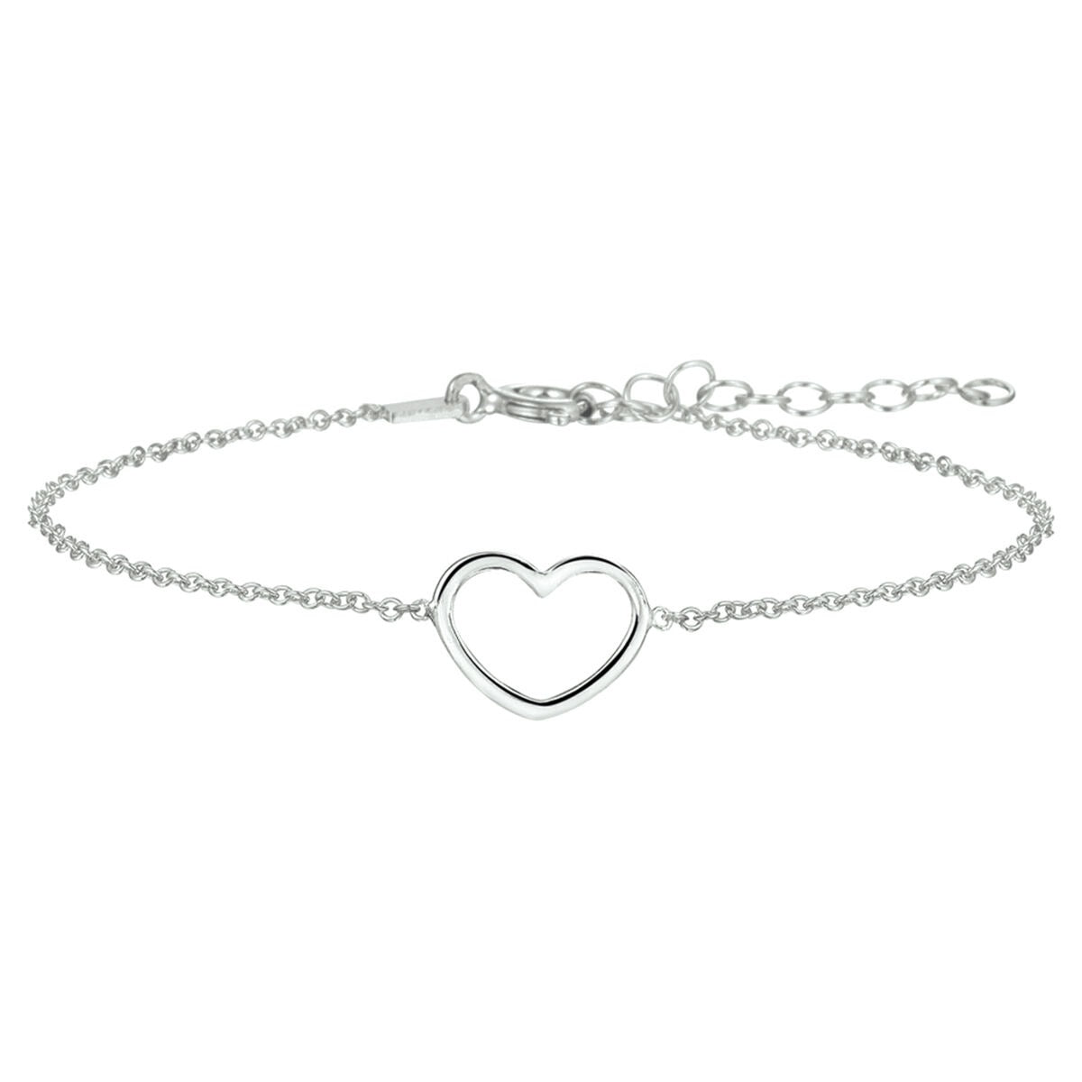 Pulsera de plata rhodium con un colgante en forma de corazón.