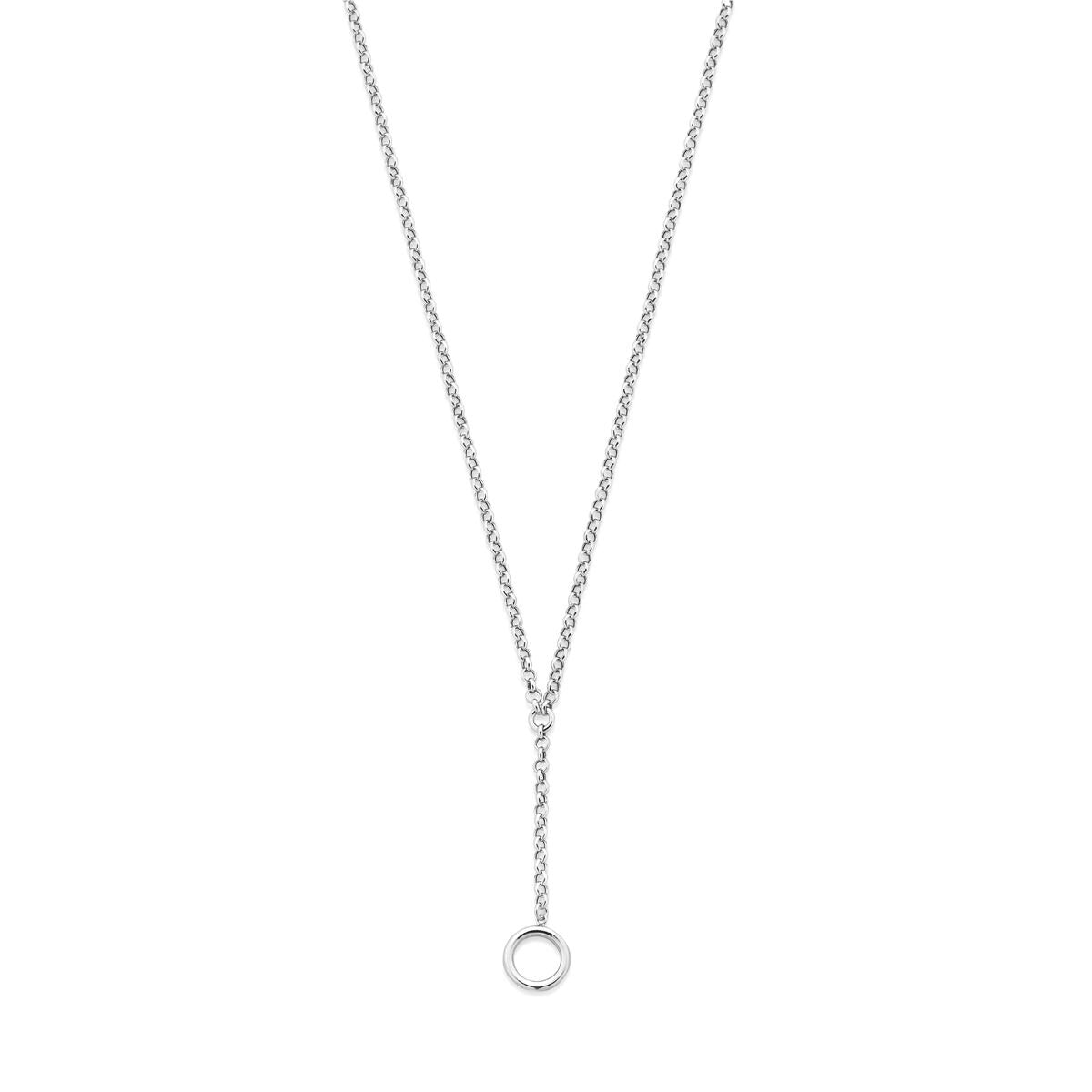 Collar Y de plata 925 rodiada con un círculo en el extremo.
