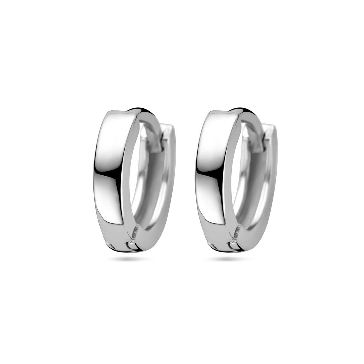 Pendientes de aro de plata rodiada, planos, de 2,5 mm de grosor.