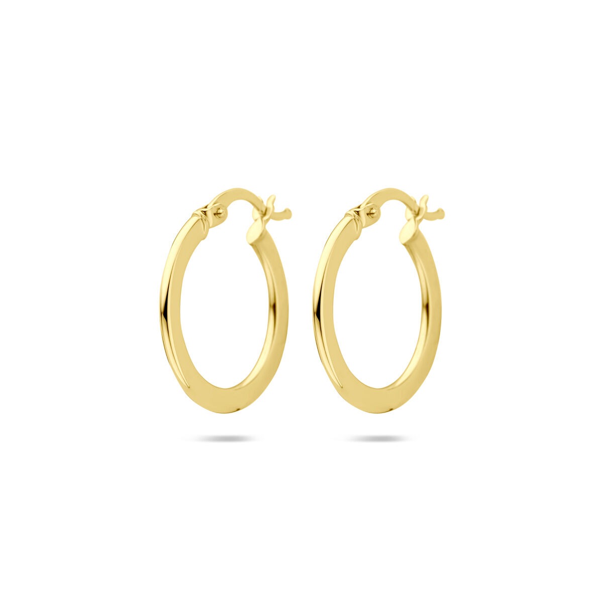 Aros de oro amarillo de 14k, de 21 x 1 mm, con acabado pulido y cierre de bisagra.