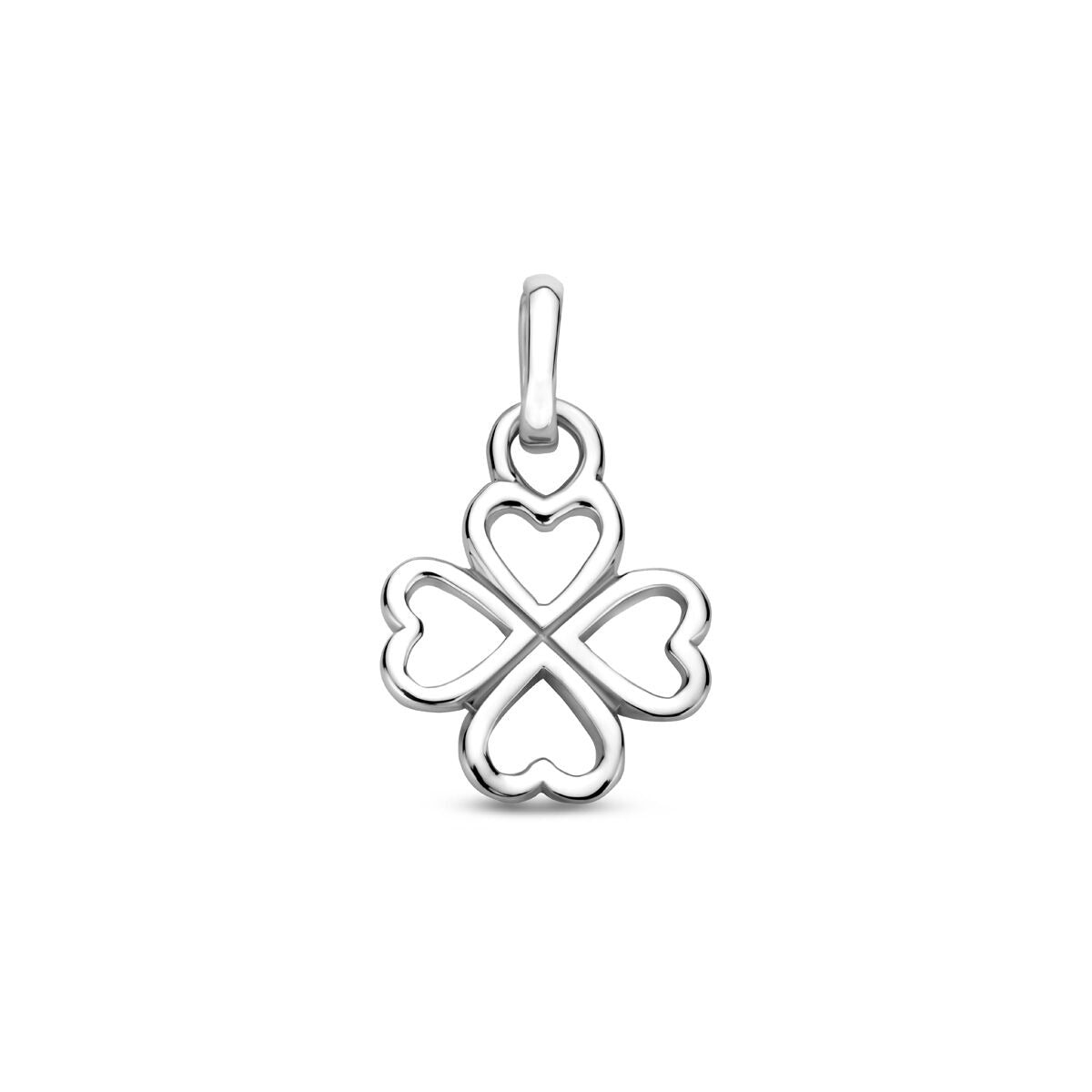 Colgante de trébol de plata 925, con forma de cuatro corazones, de 17 mm.