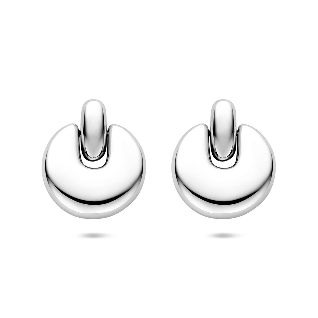 Stalen oorhangers dames zilverkleurig 29,5 mm
