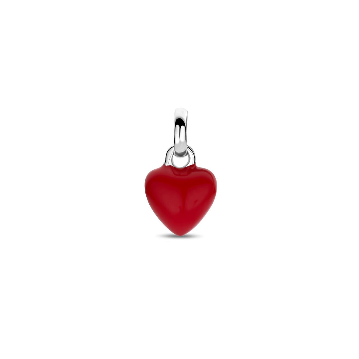 Colgante en forma de corazón rojo, de 8x6 mm, con acabado de rodio.