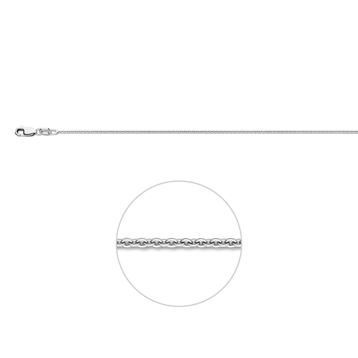 Collar de ancla de plata rodiada de 1,1 mm con acabado brillante y eslabones intercalados.