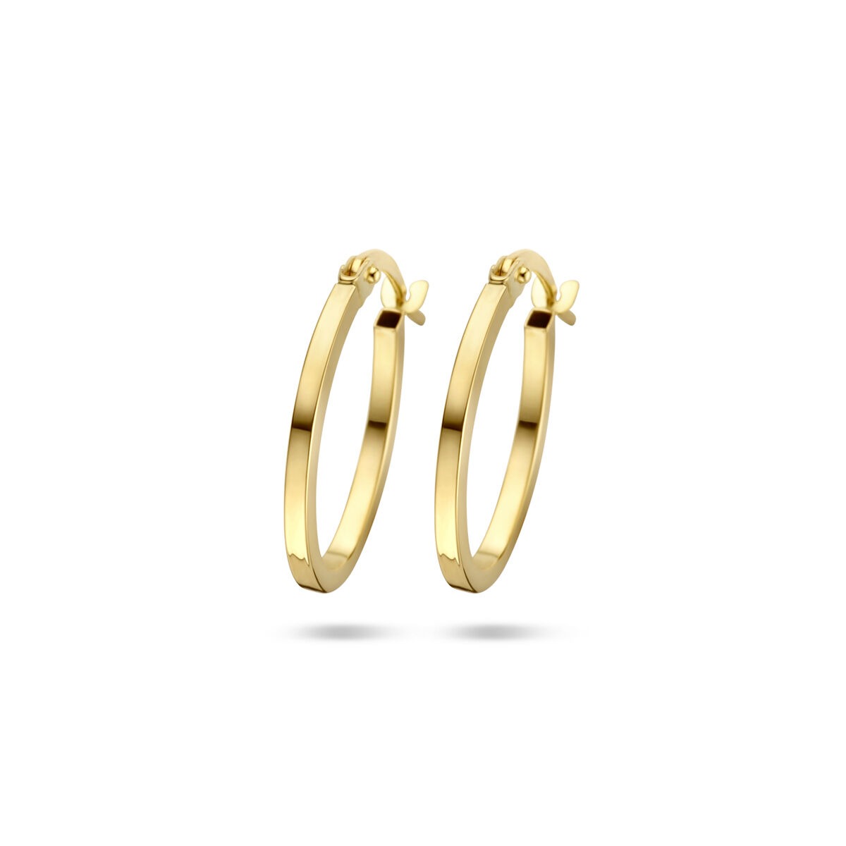 Pendientes de aro en color dorado de 9k con un diseño delgado y elegante.