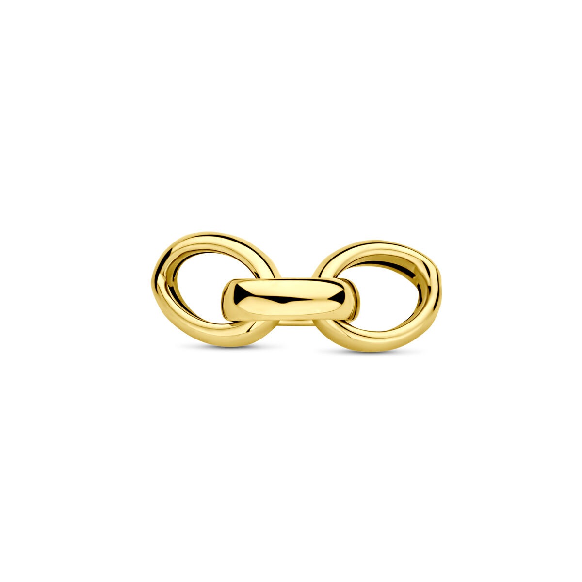 Conector de cordón en oro amarillo de 14 quilates con forma de eslabón.