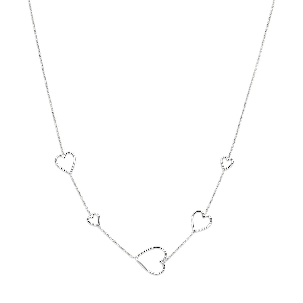 Gerhodineerd 925 zilveren collier met hartjes