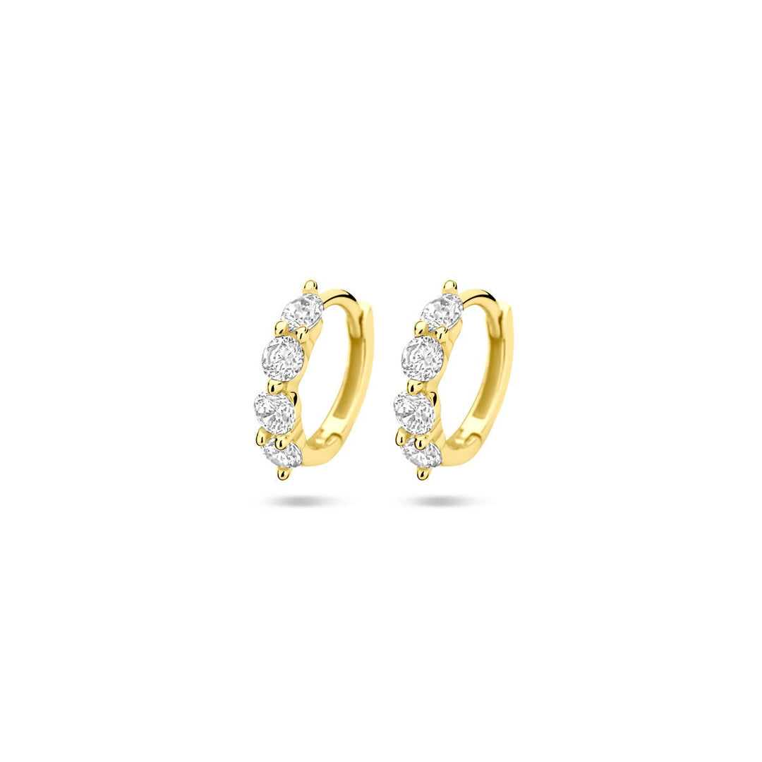 Vergulde zilveren klapoorringen met zirkonia – Ø12.5 mm