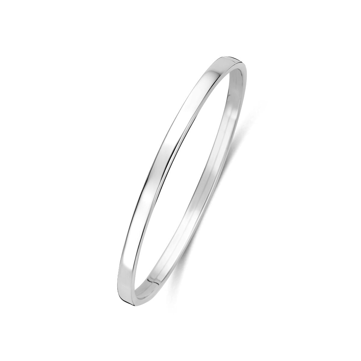Brazalete de plata 925 con acabado en rodio, de forma delgada y lisa.