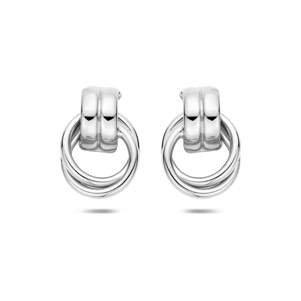 Pendientes de aro de plata 925 con acabado en rodio, de 20 x 13.5 mm, con diseño entrelazado.