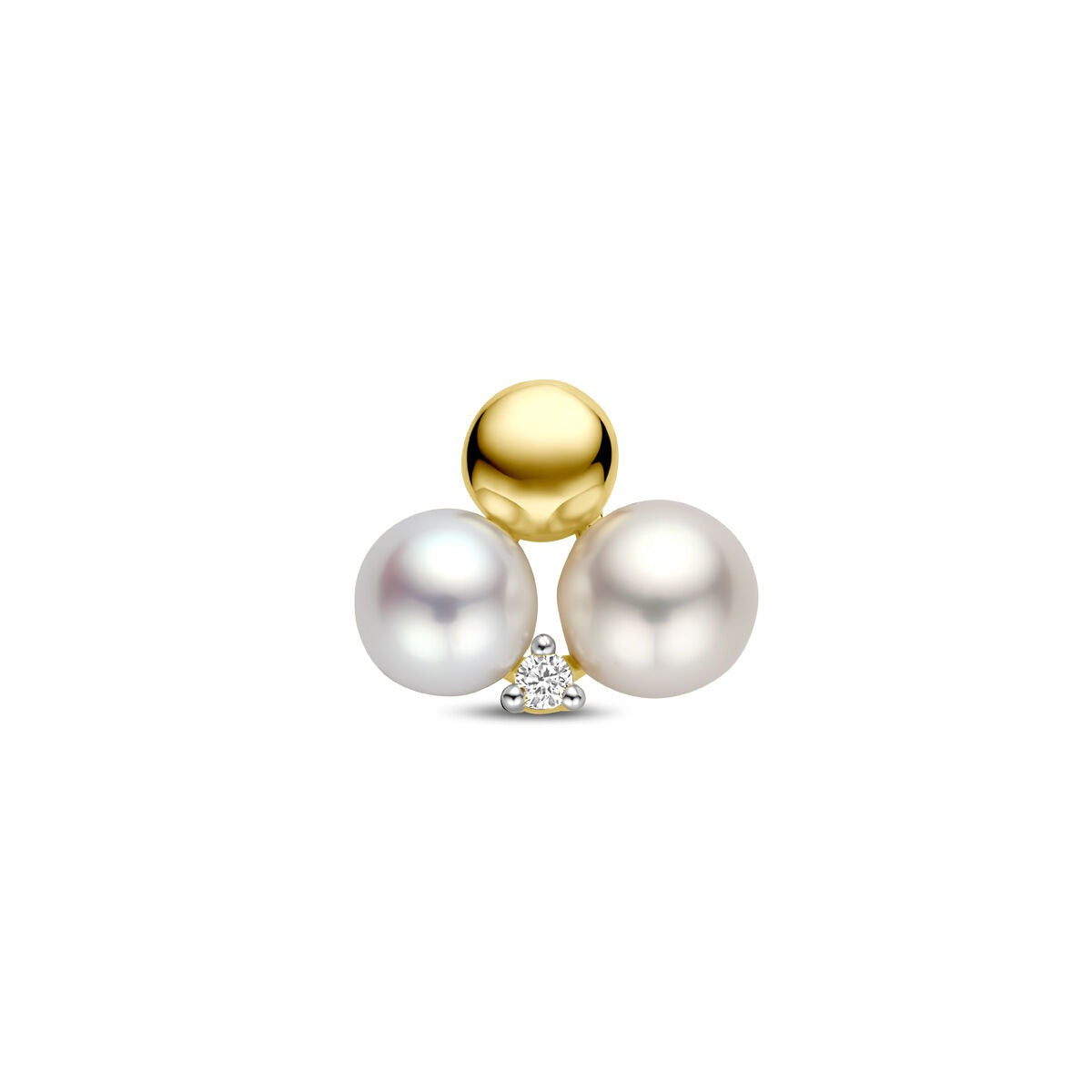 Colgante dorado con perla y diamante de 14k, 0.02ct, 11 mm.