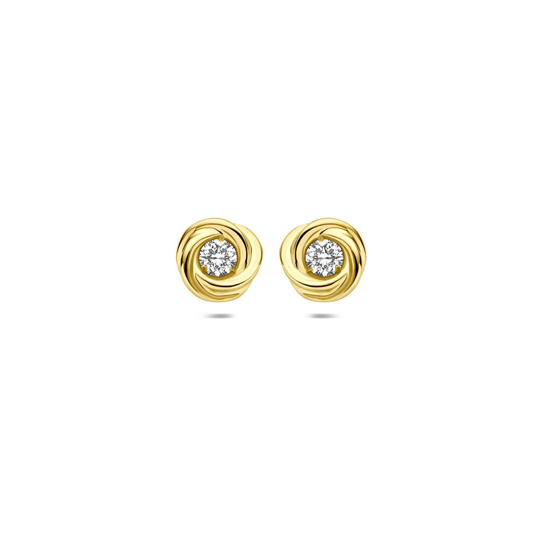 14k Geelgouden oorknoppen met lab grown diamant