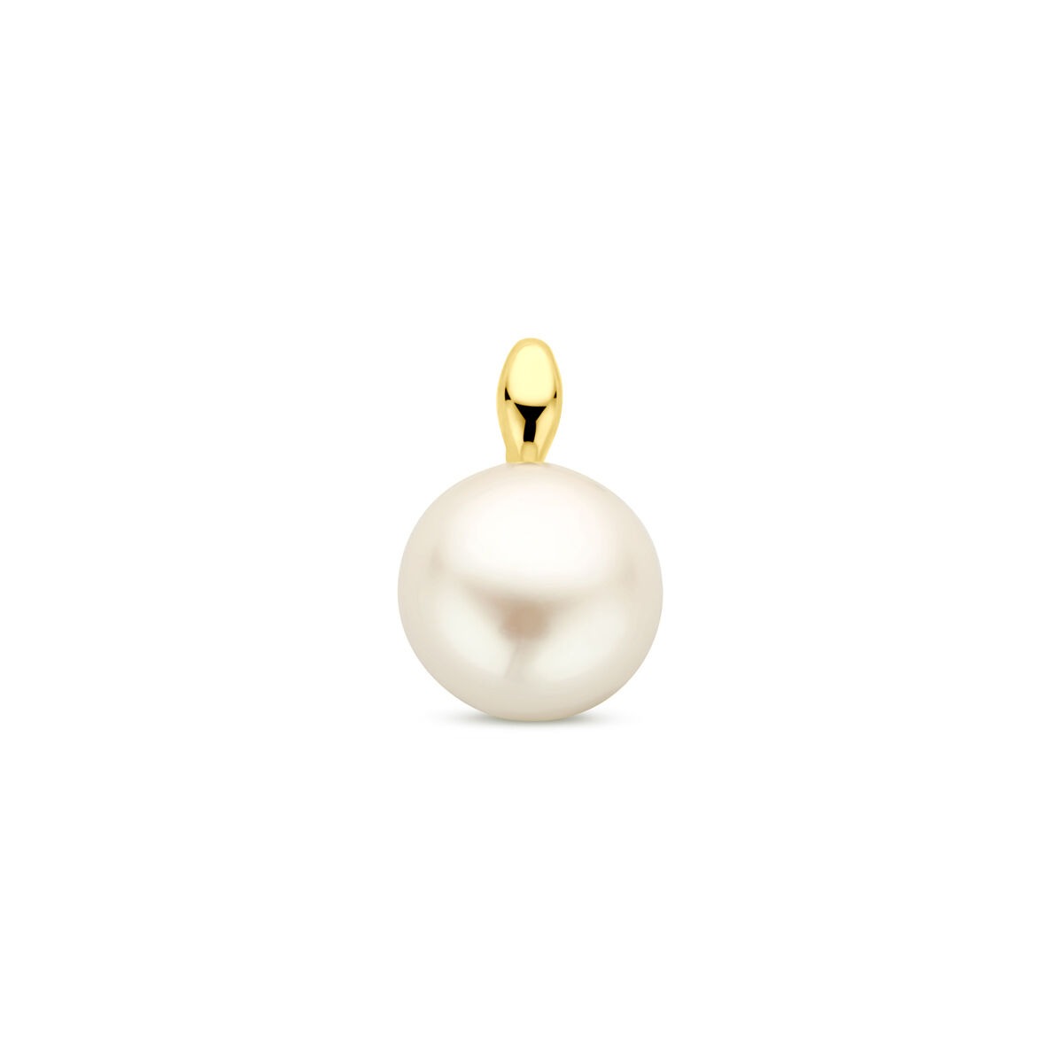 Colgante de oro amarillo de 14k con una perla blanca brillante.