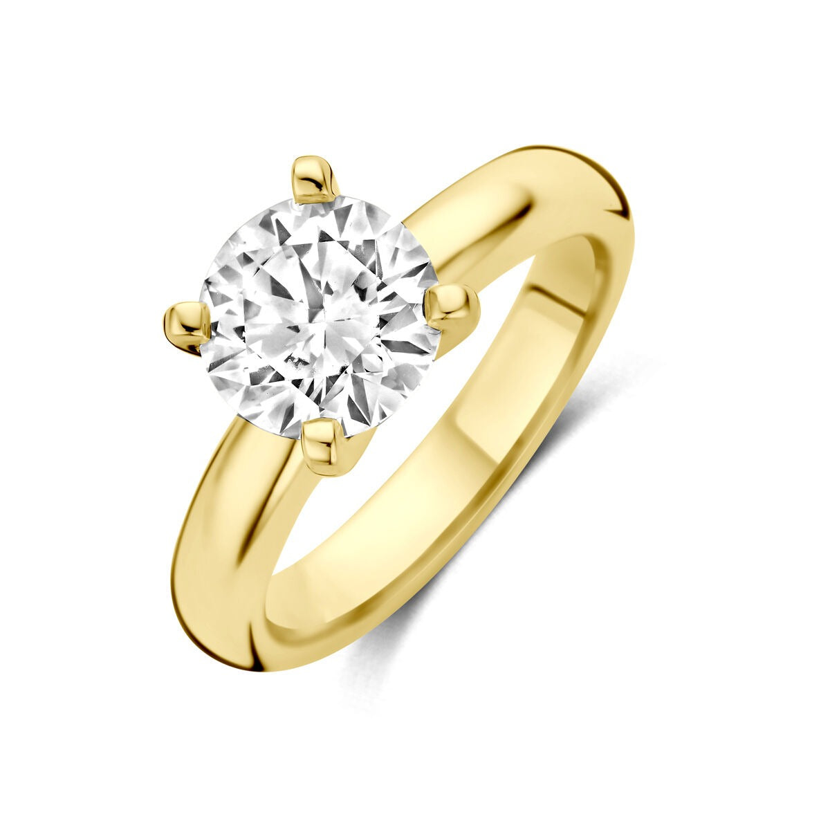 Anillo de oro amarillo de 14k con diamante cultivado en laboratorio de 2.00 ct.