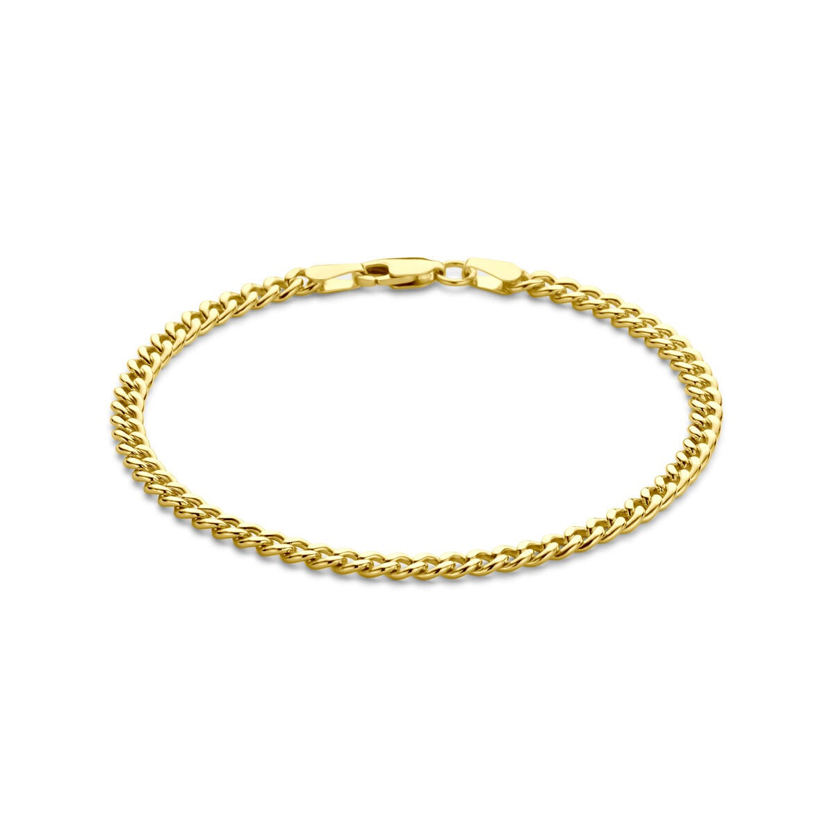 Pulsera gourmette de 14k en oro amarillo con núcleo plateado, de 3.7 mm de ancho.