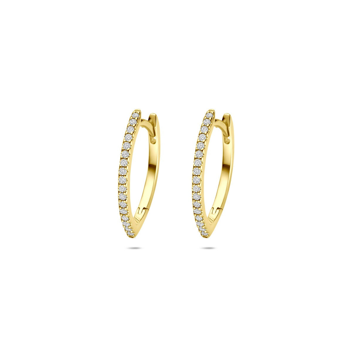 Aros de oro amarillo de 14k con diamantes – 0.15ct (2x 0.075ct), de 16,5 mm.