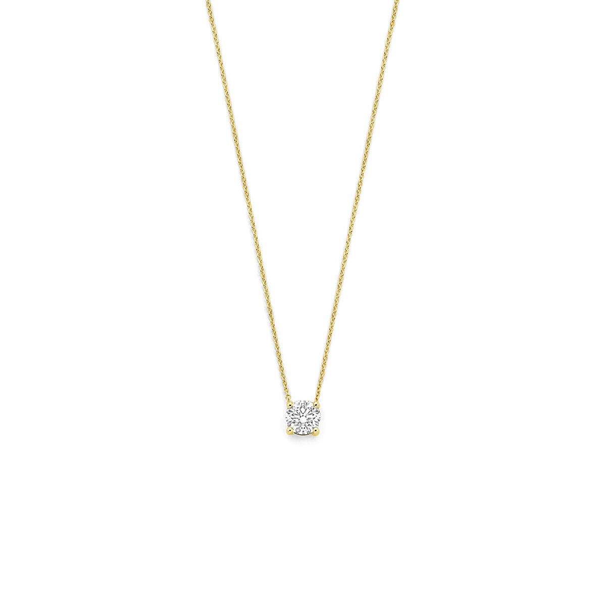 Collar de oro amarillo de 14k con diamante cultivado en laboratorio.