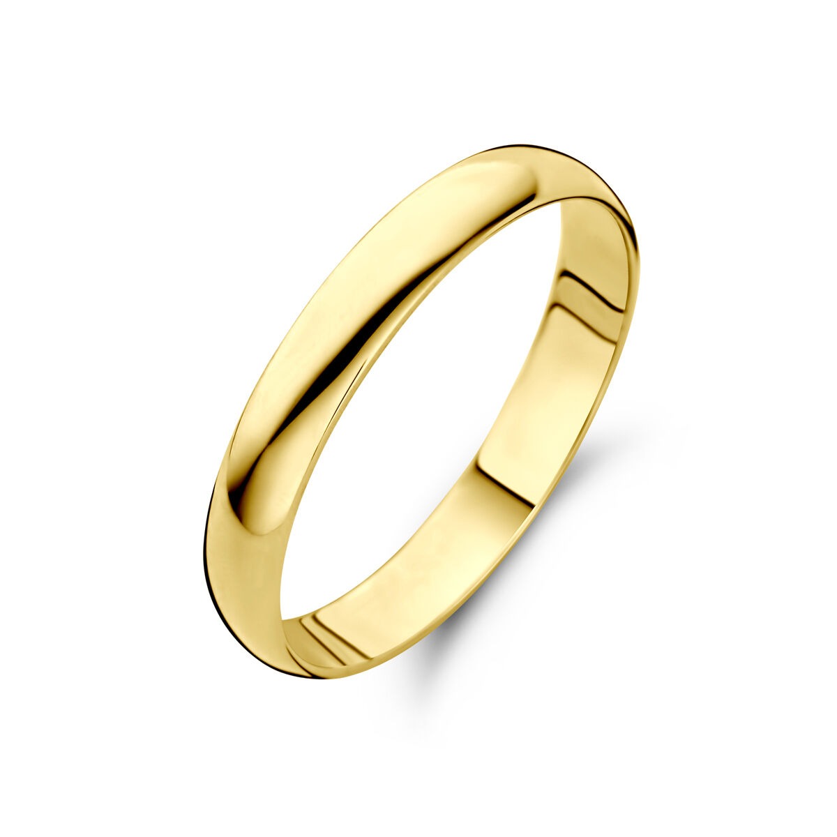 Anillo de oro amarillo de 14 quilates, de 3 mm de ancho y acabado pulido.