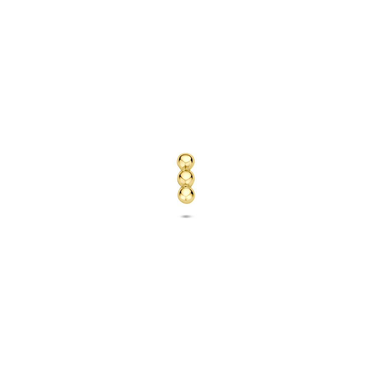 Pendiente de oro de 14k con tres esferas planas, diámetro de 4,5 mm.