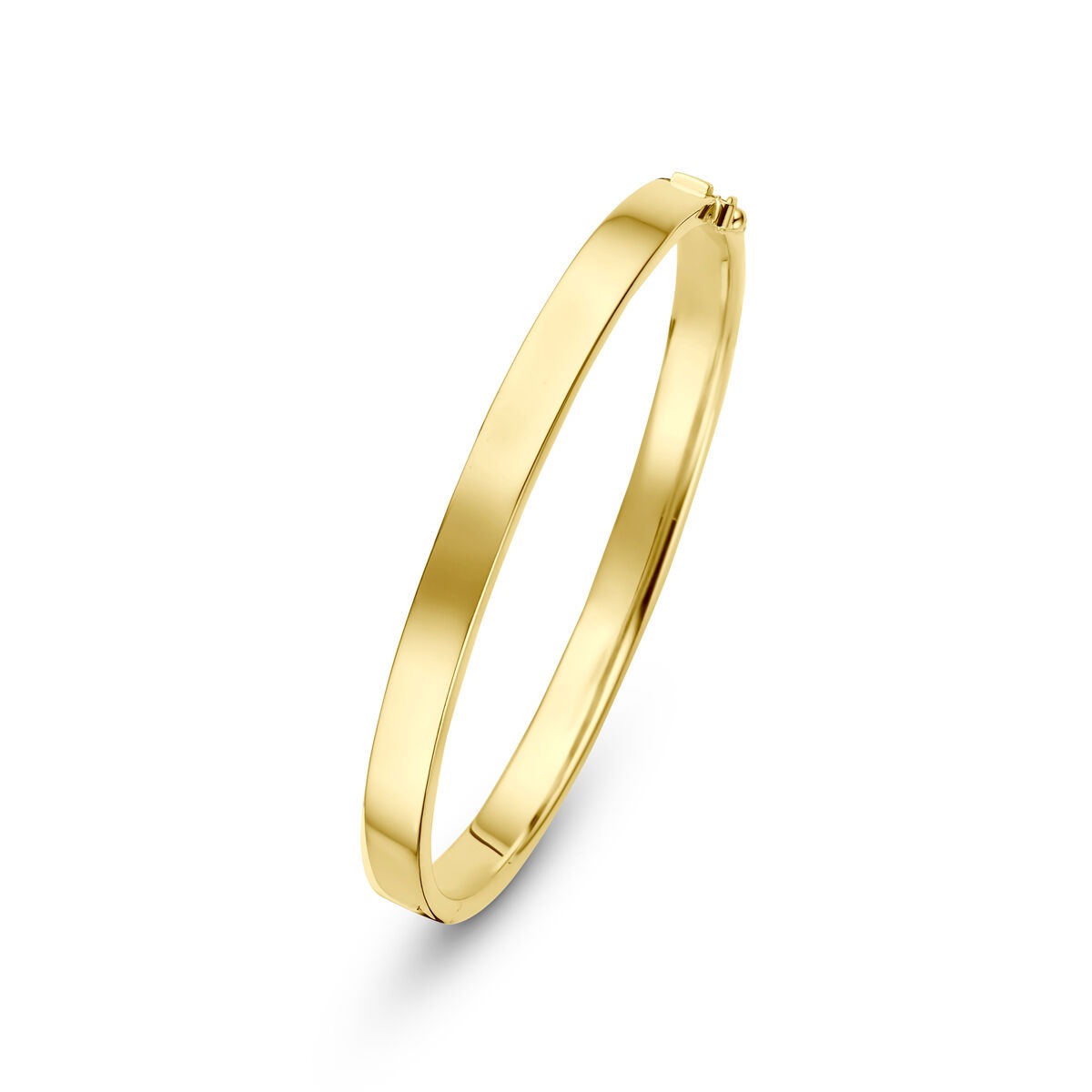 Brazalete de oro amarillo de 14k, diseño liso y delgado de 6 mm.