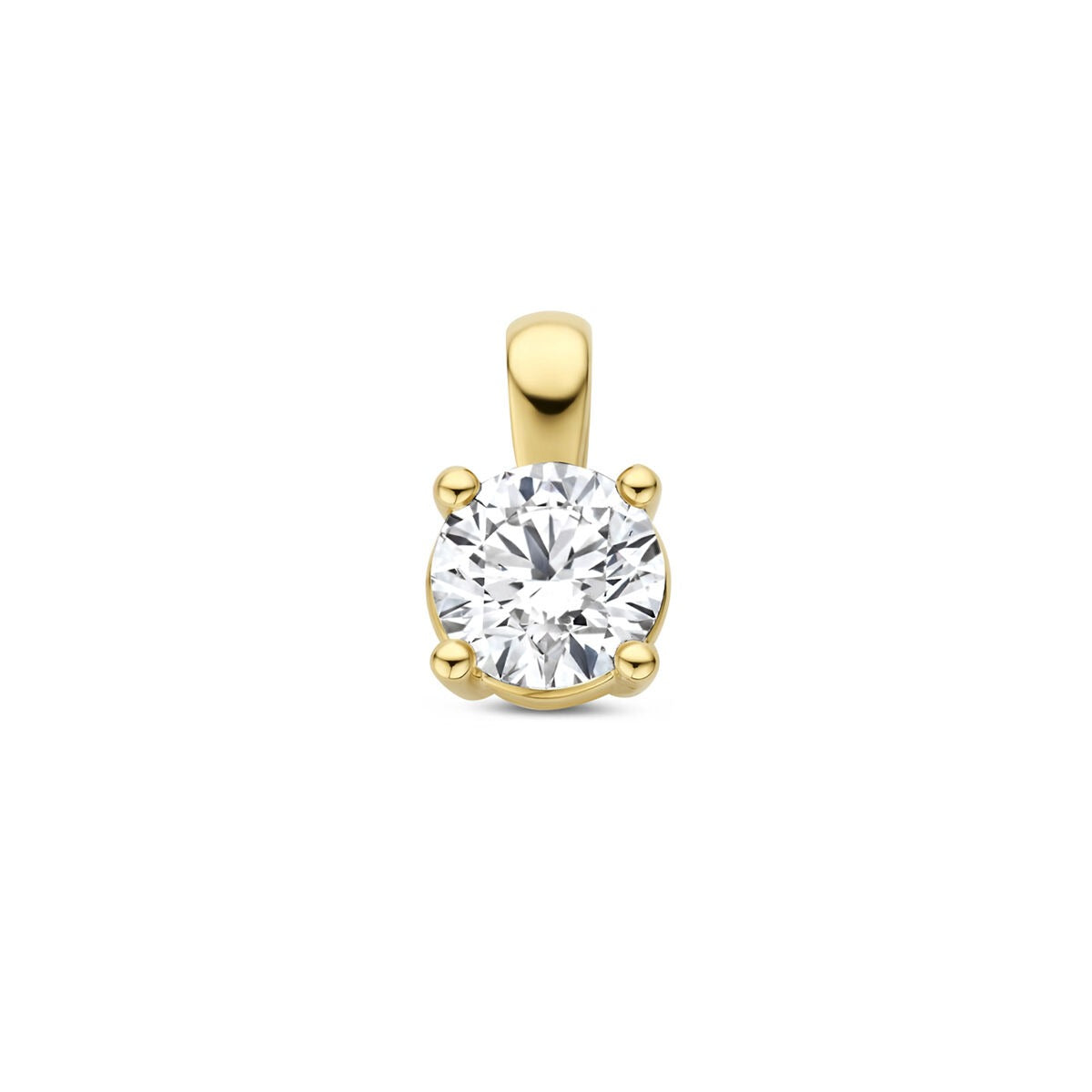 Colgante de oro amarillo de 14k con diamante lab-grown de 0.25 ct, corte brillante.
