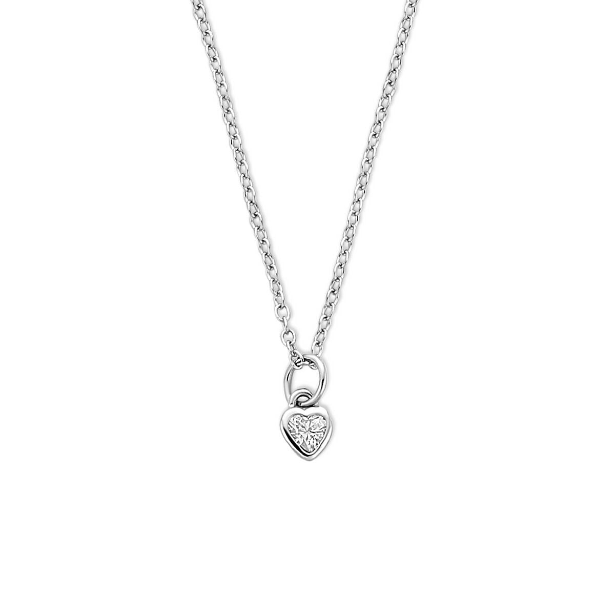 Cadena de plata 925 con colgante en forma de corazón y zirconia.