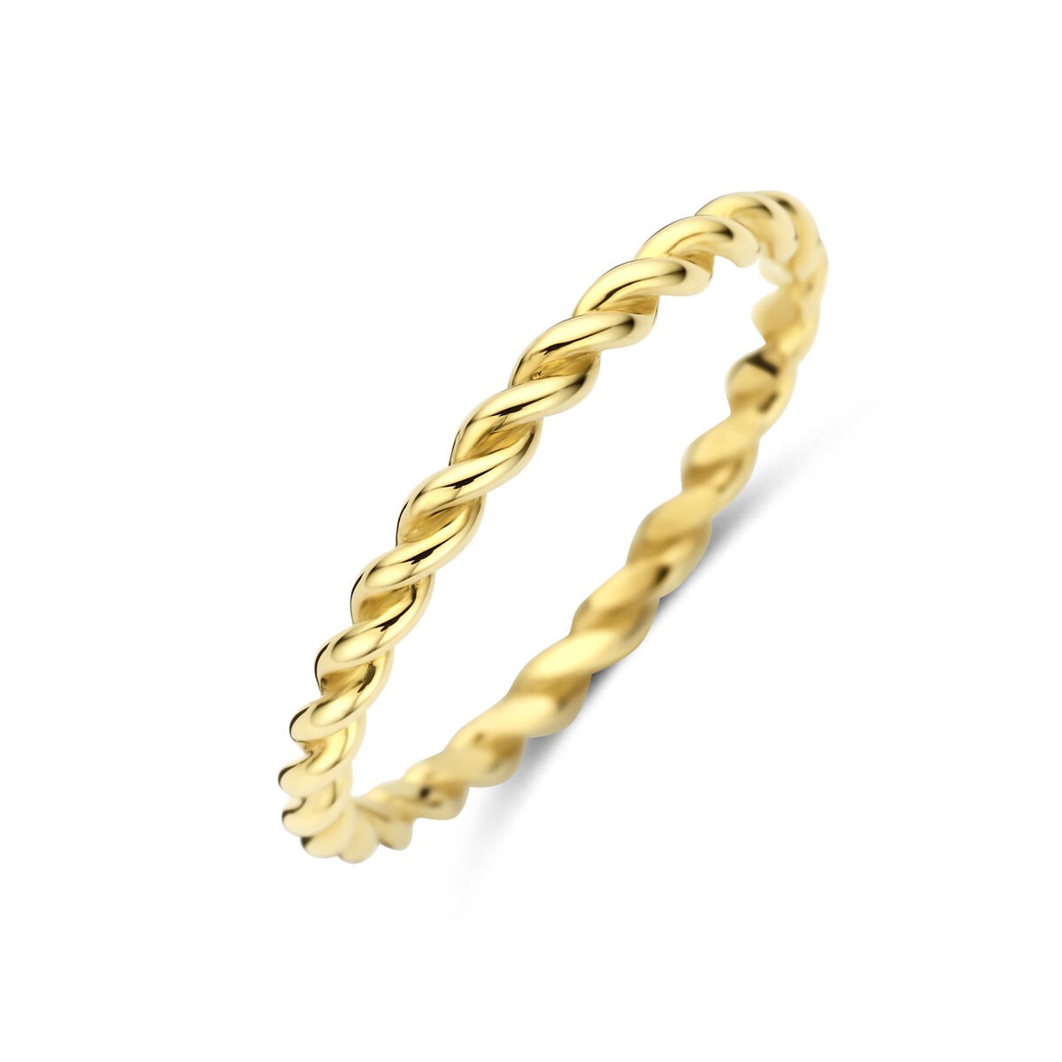 Anillo ajustable de oro amarillo de 9 quilates, con diseño trenzado de 2 mm de ancho.