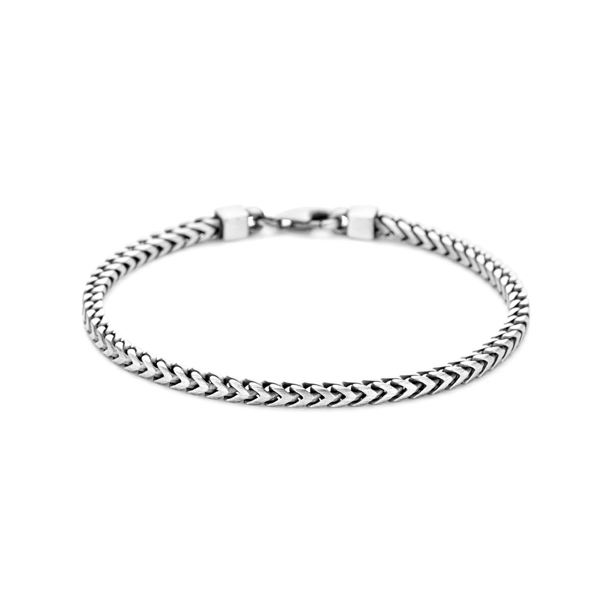 Pulsera de hombre de plata oxidada con eslabones de fantasía de 3 mm.