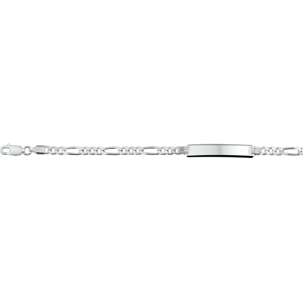 Pulsera de plata con eslabones figaro y placa para grabar, diseño unisex.