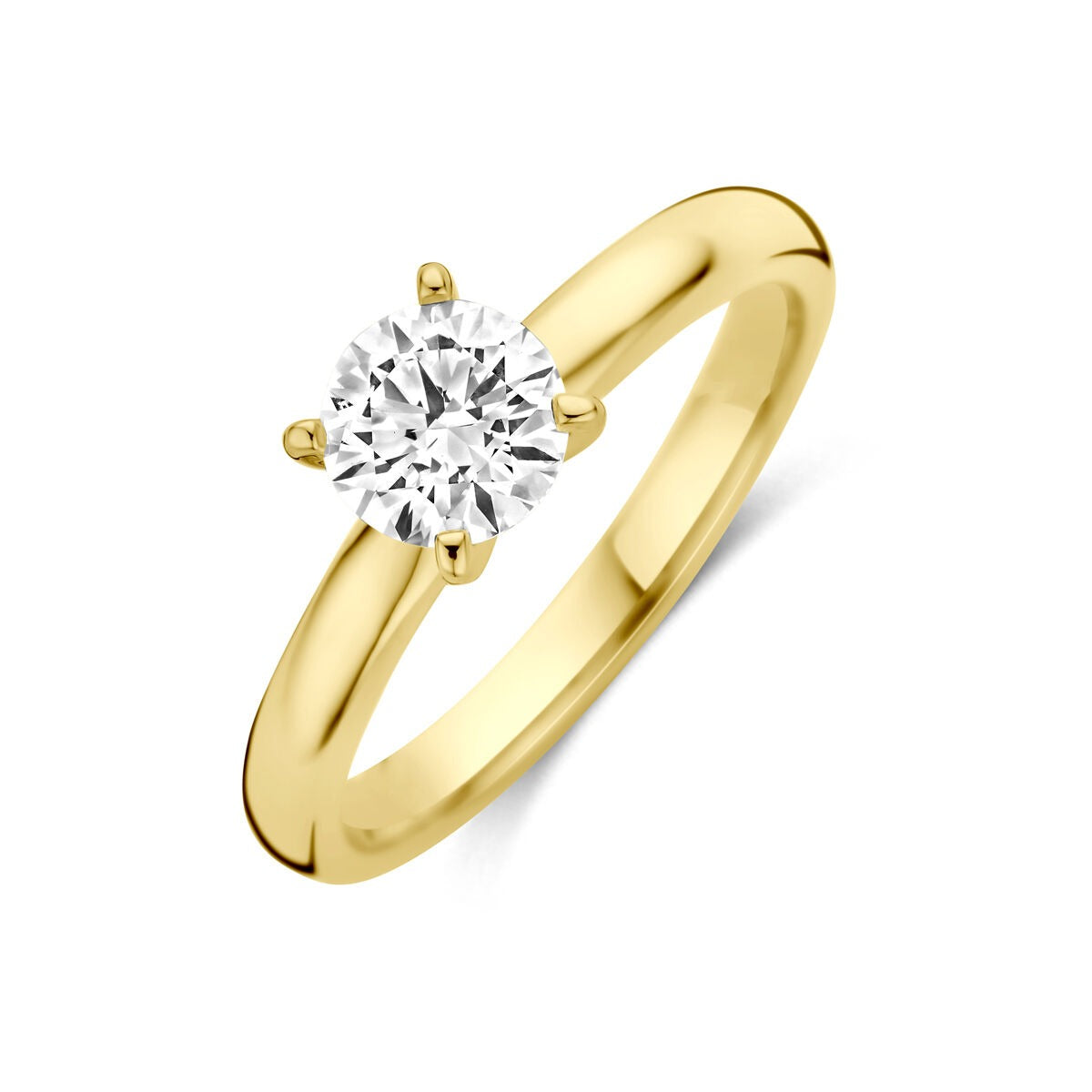 Anillo de oro amarillo de 14k con diamante cultivado en laboratorio de 0.75 ct.