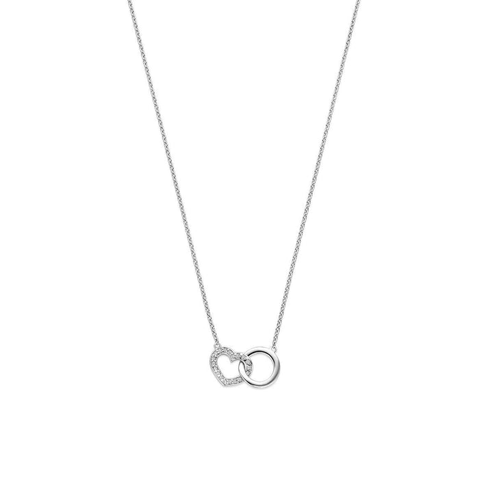 Gerhodineerd 925 zilveren collier met hartje en zirkonia