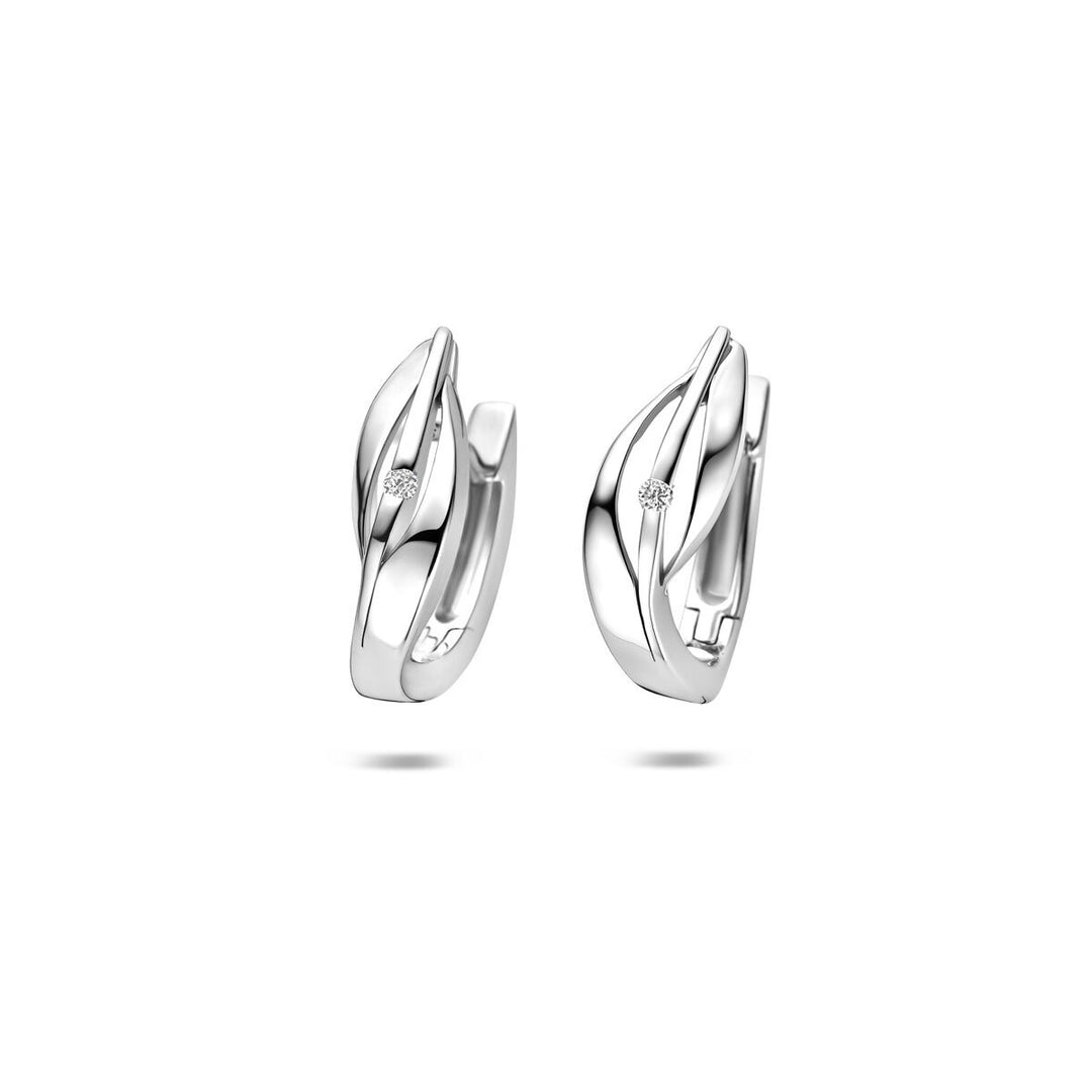 Gerhodineerd zilveren klapoorringen met lab grown diamant