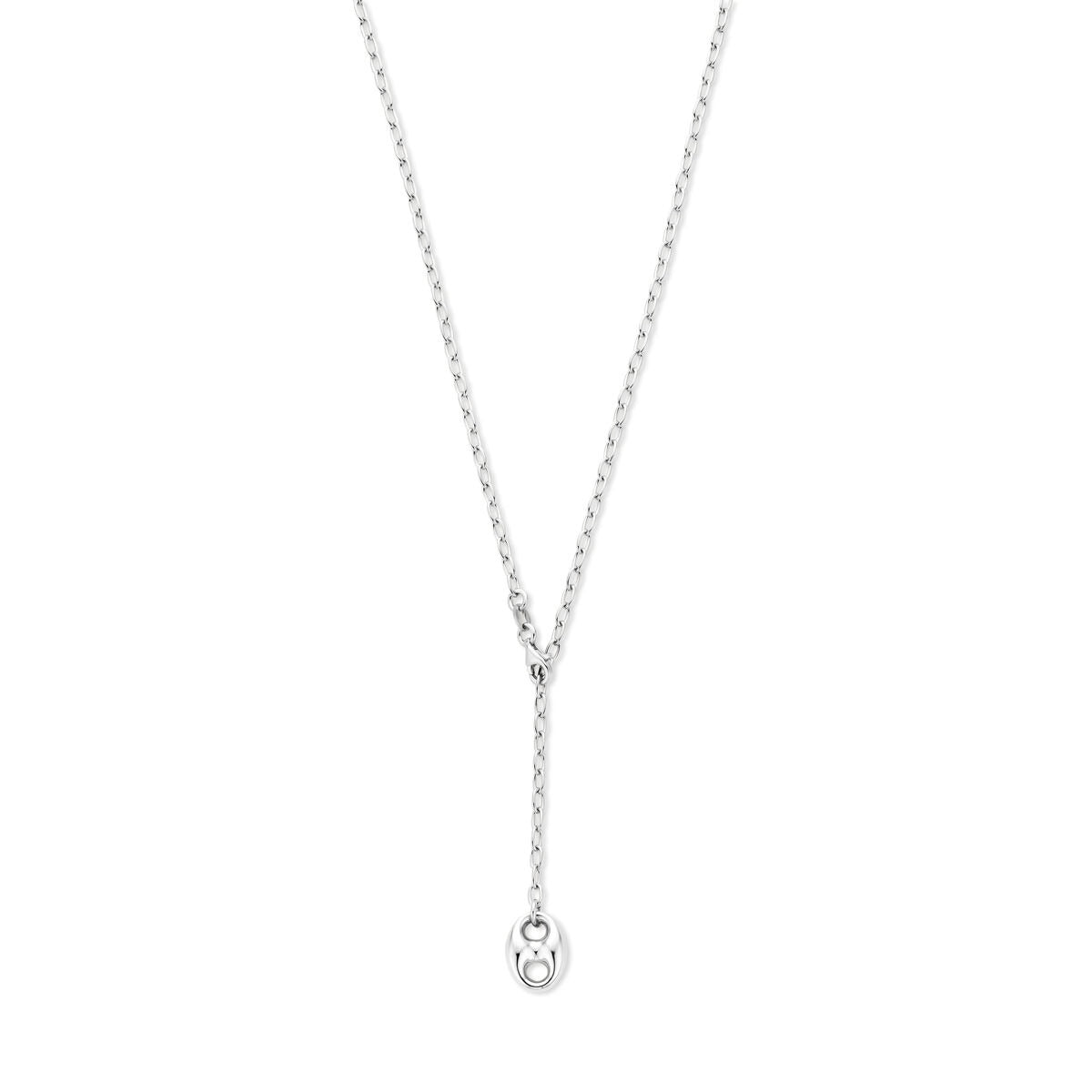 Cadena de plata 925 con colgante en forma de grano de café.