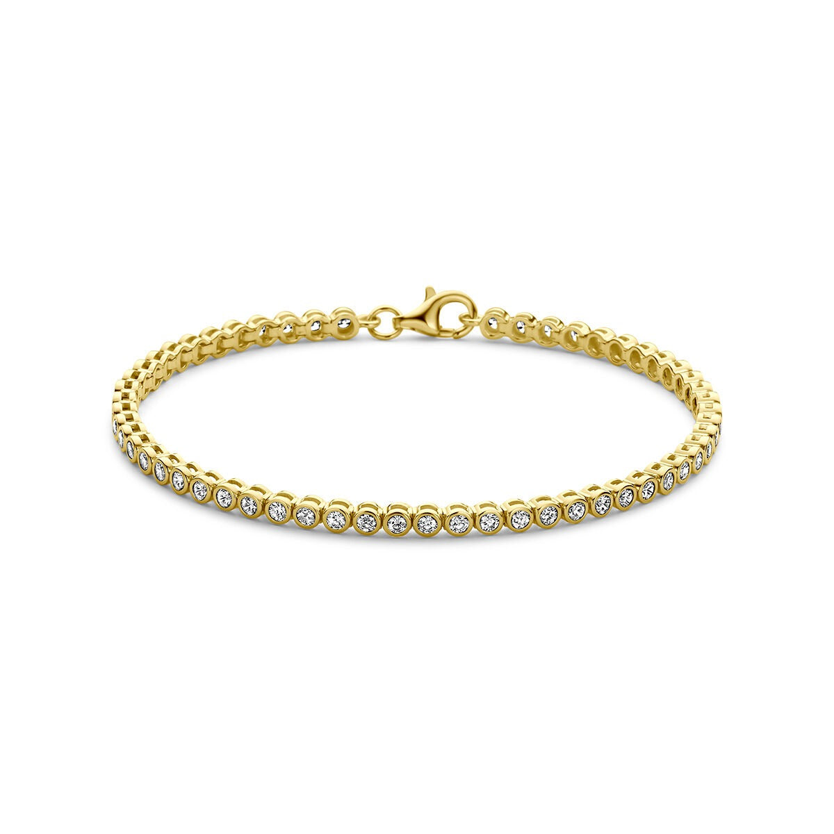 Pulsera de tenis de plata 925 bañada en oro con circonitas brillantes.