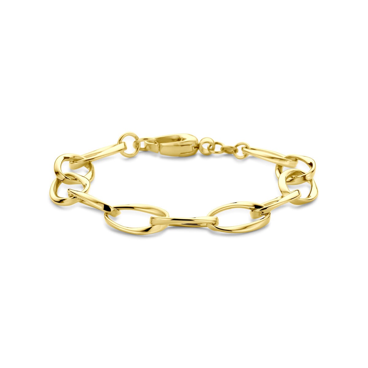 Pulsera de dama en oro amarillo de 14k con eslabones de alambre.
