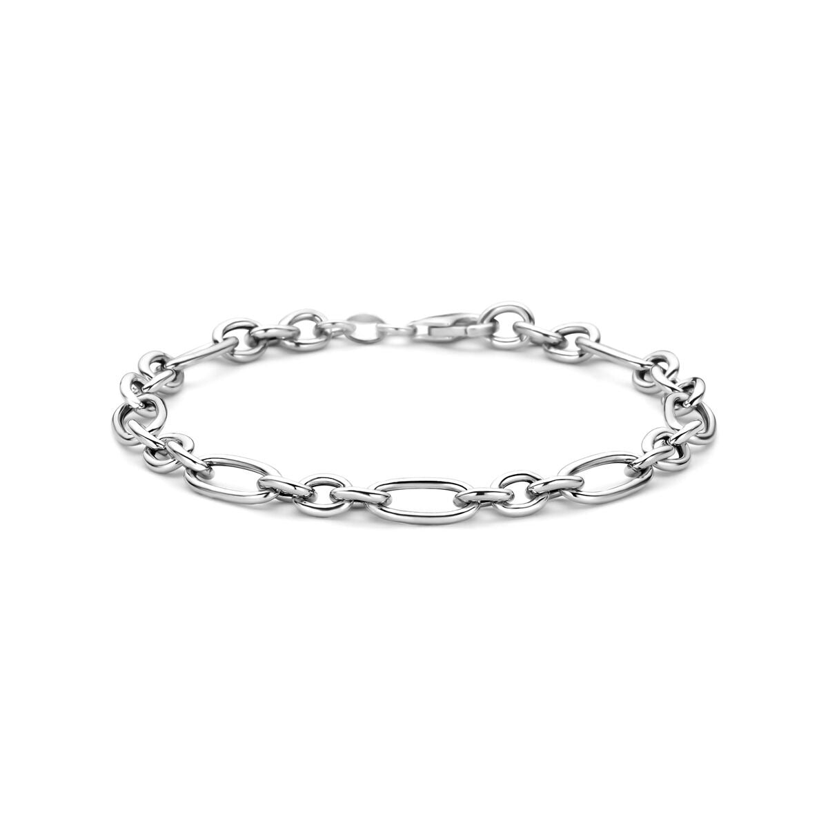 Pulsera de eslabones de ancla en plata rodiada.