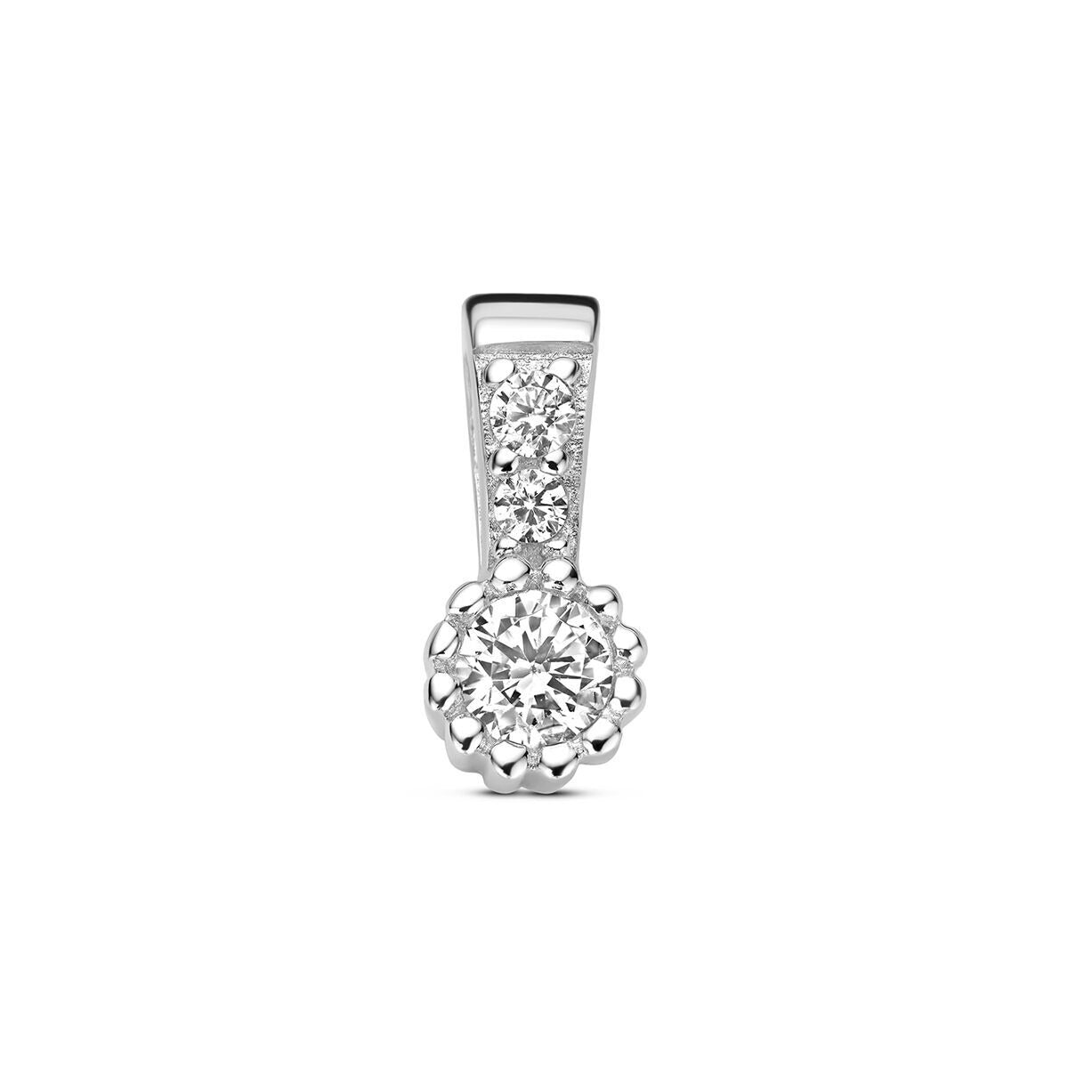 Colgante de plata 925 rodiada con circonitas, de forma redonda y brillante.
