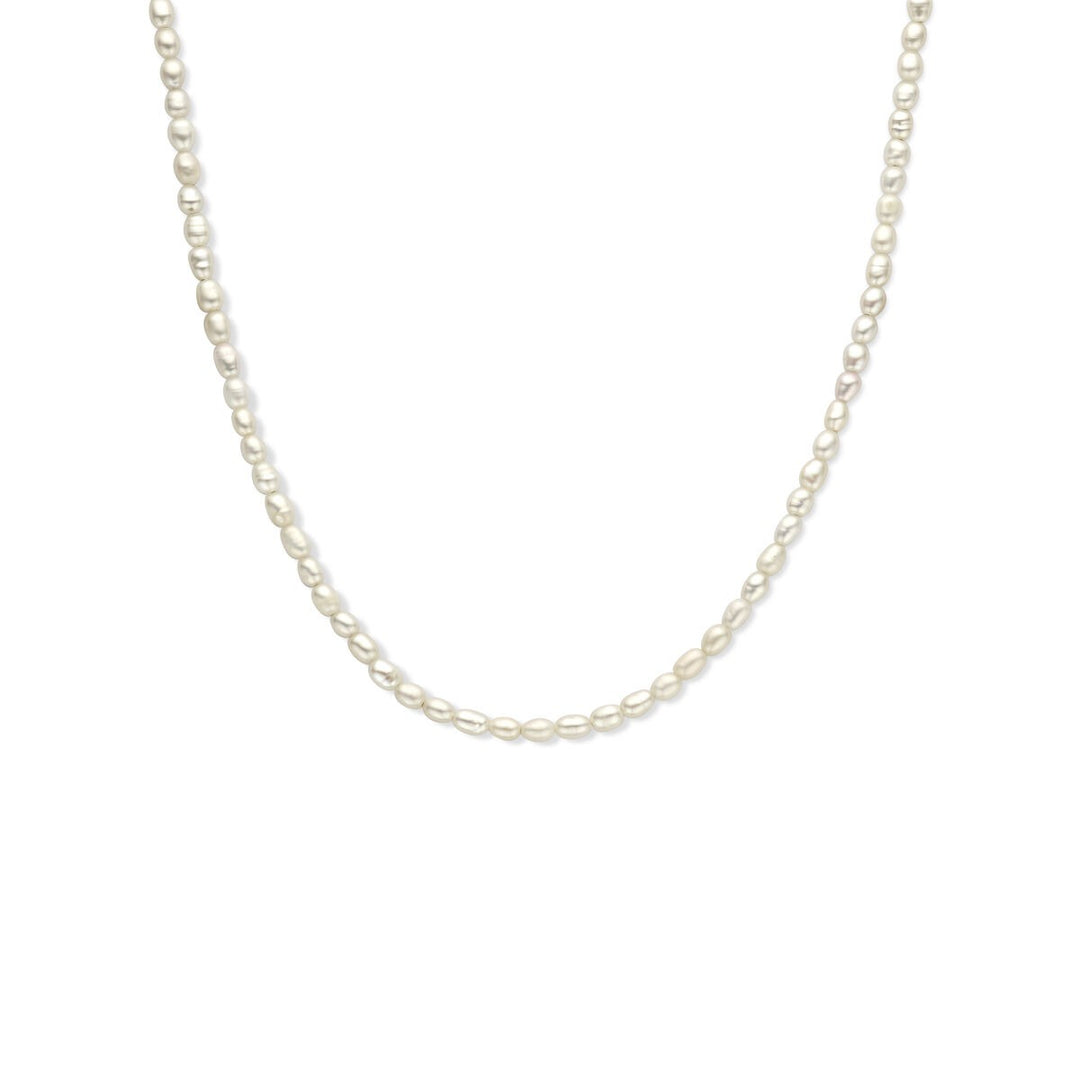 Goudkleurig verguld zilveren dames ketting – collier met zoetwaterparels
