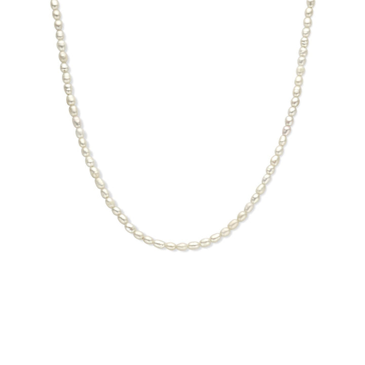 Goudkleurig verguld zilveren dames ketting – collier met zoetwaterparels