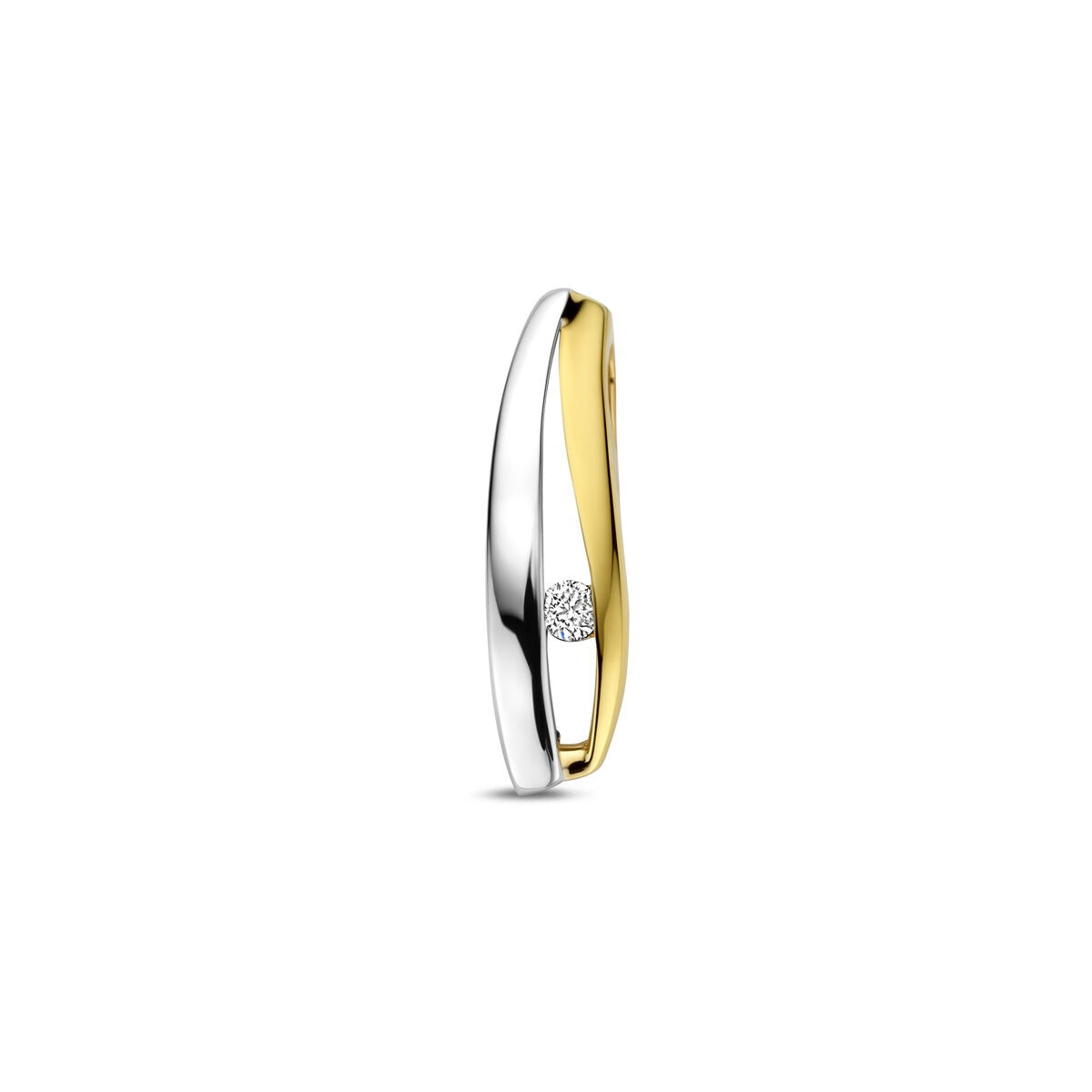 Colgante de oro bicolor de 14K con diamante lab-grown de 0.04 ct, forma ovalada y acabado pulido.