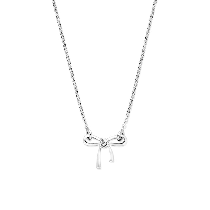 Zilveren ketting met strik hanger – gerhodineerd 925 zilver